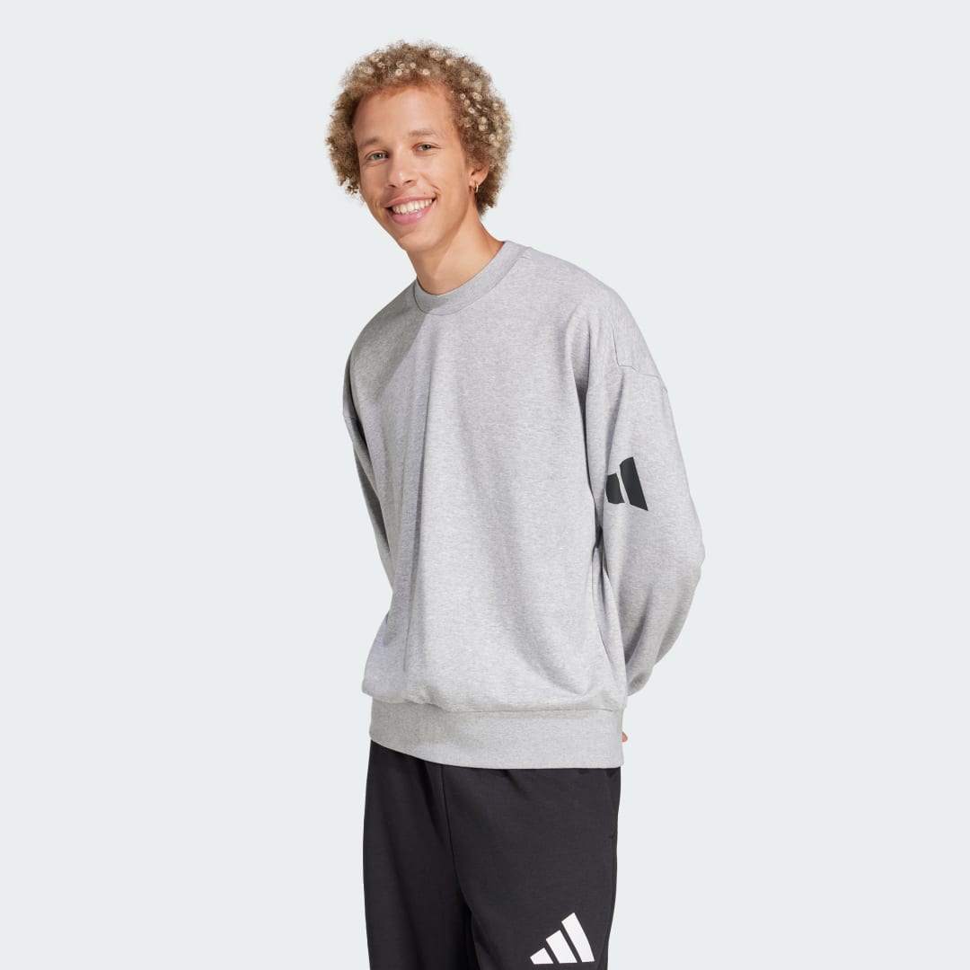 Mikina adidas Performance Loose Fit 3 Bar Logo Sweatshirt Šedá | JF3578, 0