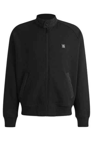 Bomber bunda BOSS Contrast-Trim Cotton-Blend Jacket Čierna | 50536336, 0