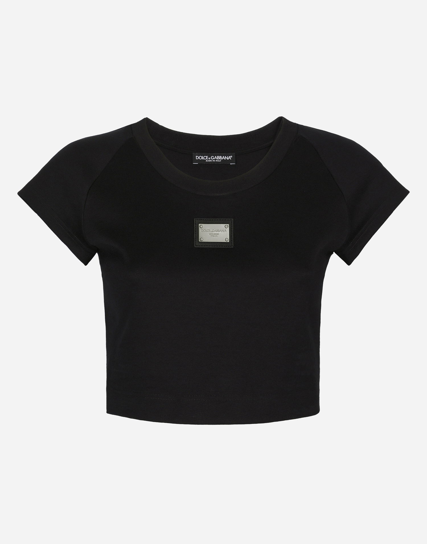 Crop Top Dolce & Gabbana Cropped Jersey T-shirt With Tag Čierna | F8U12THU7H8N0000, 0