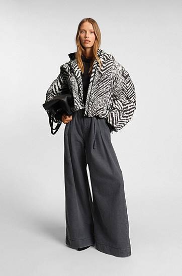 Prešívaná bunda BOSS Water-repellent hooded jacket with herringbone print Rôznofarebný | 50550363, 1