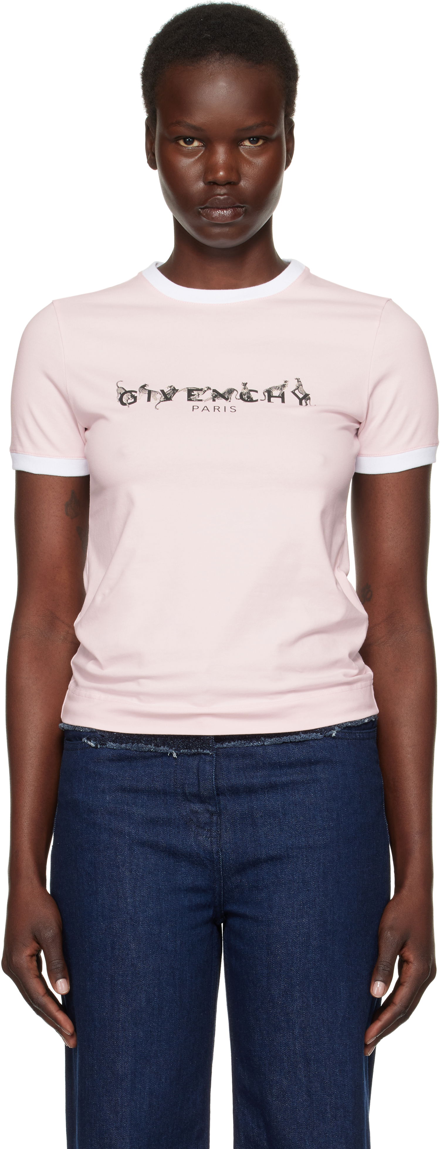 Tričko Givenchy Ringer Graphic T-Shirt Ružová | BW70BFP704978, 0
