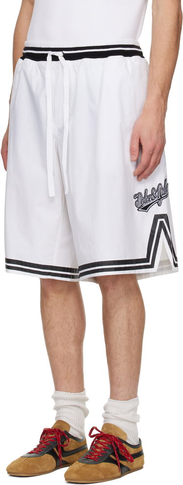 Šortky Dolce & Gabbana Cotton Poplin Striped Drawstring Shorts with Embroidered Logo Biela | GP05GZFI5IH, 3