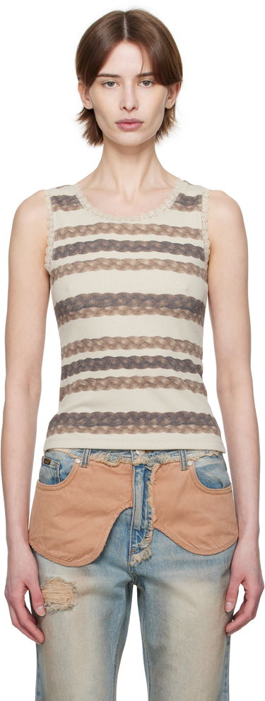 Tielko Andersson Bell Andersson Bell Hair Braid Striped Tank Top Béžová | atb1263w, 0