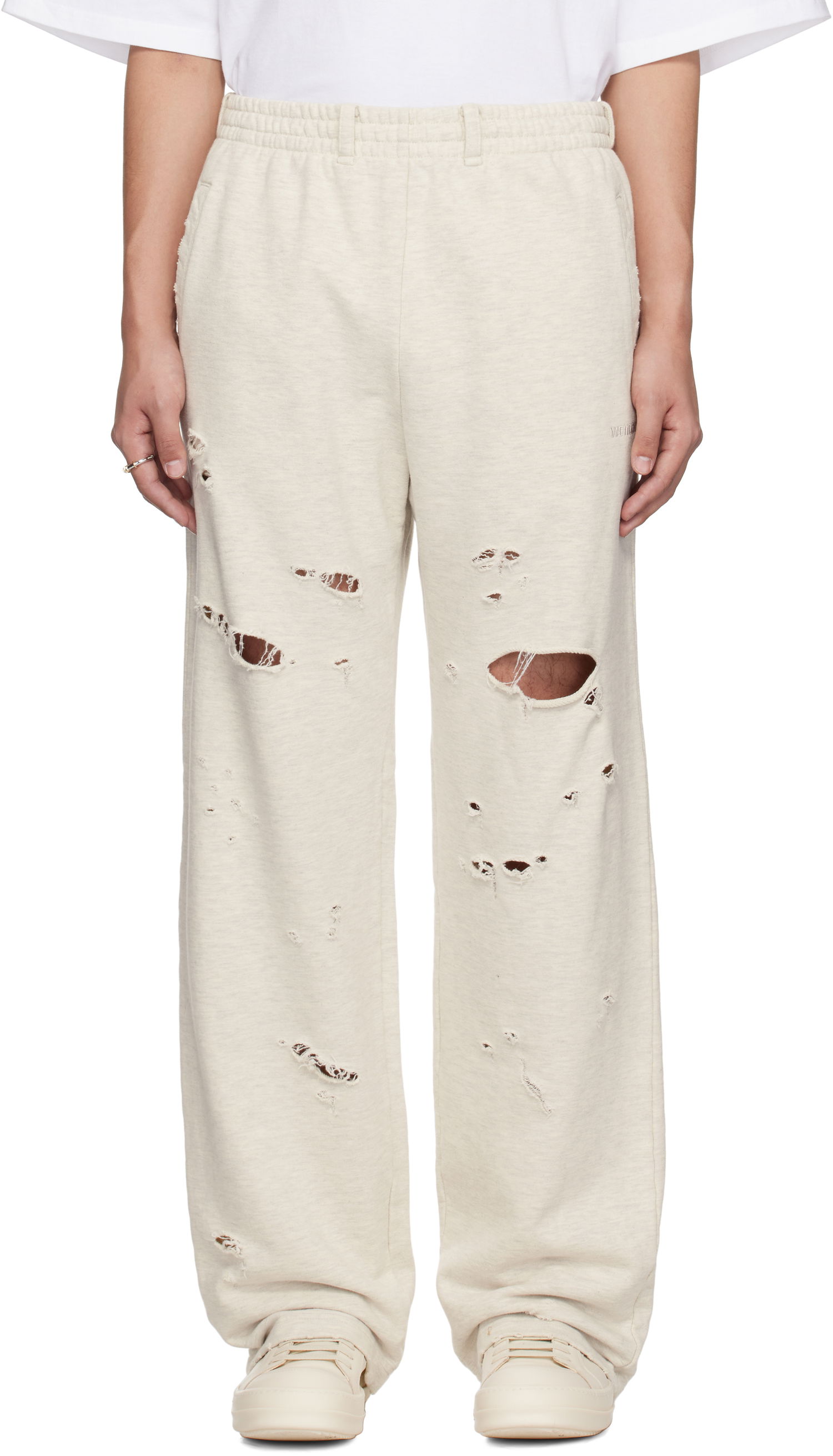 Tepláky We11done We11done Destroyed Jersey Jogger Sweatpants Béžová | WD-TA0-25-726-U-MG, 0
