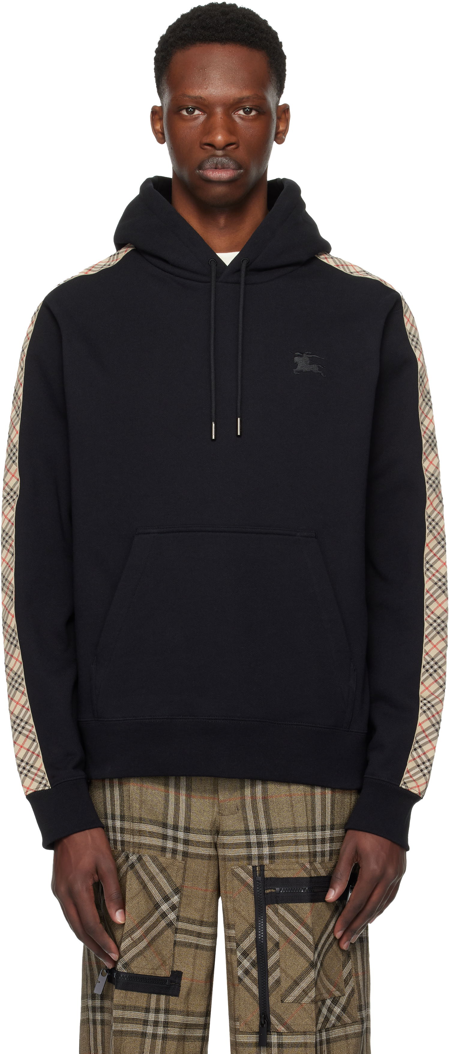 Mikina Burberry Burberry Check Tape Hoodie Čierna | 8110789, 0