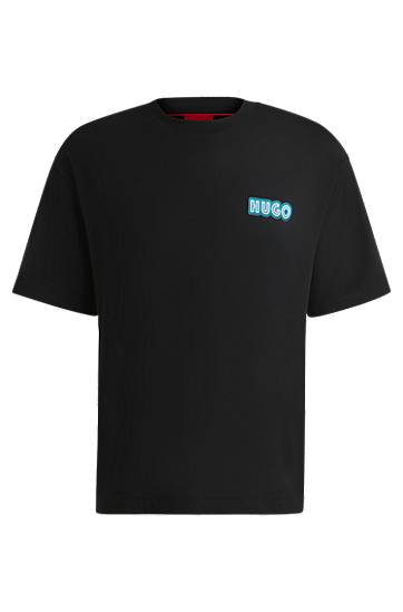 Tričko BOSS HUGO Cotton-Jersey T-Shirt with Logo Artwork Čierna | 50538512