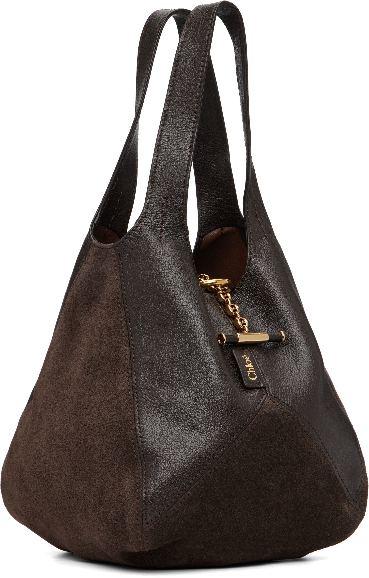 Tote bag CHLOÉ Small 'Chloé' Leather and Suede Balloon Tote Hnedá | CH25WS644Q51, 1