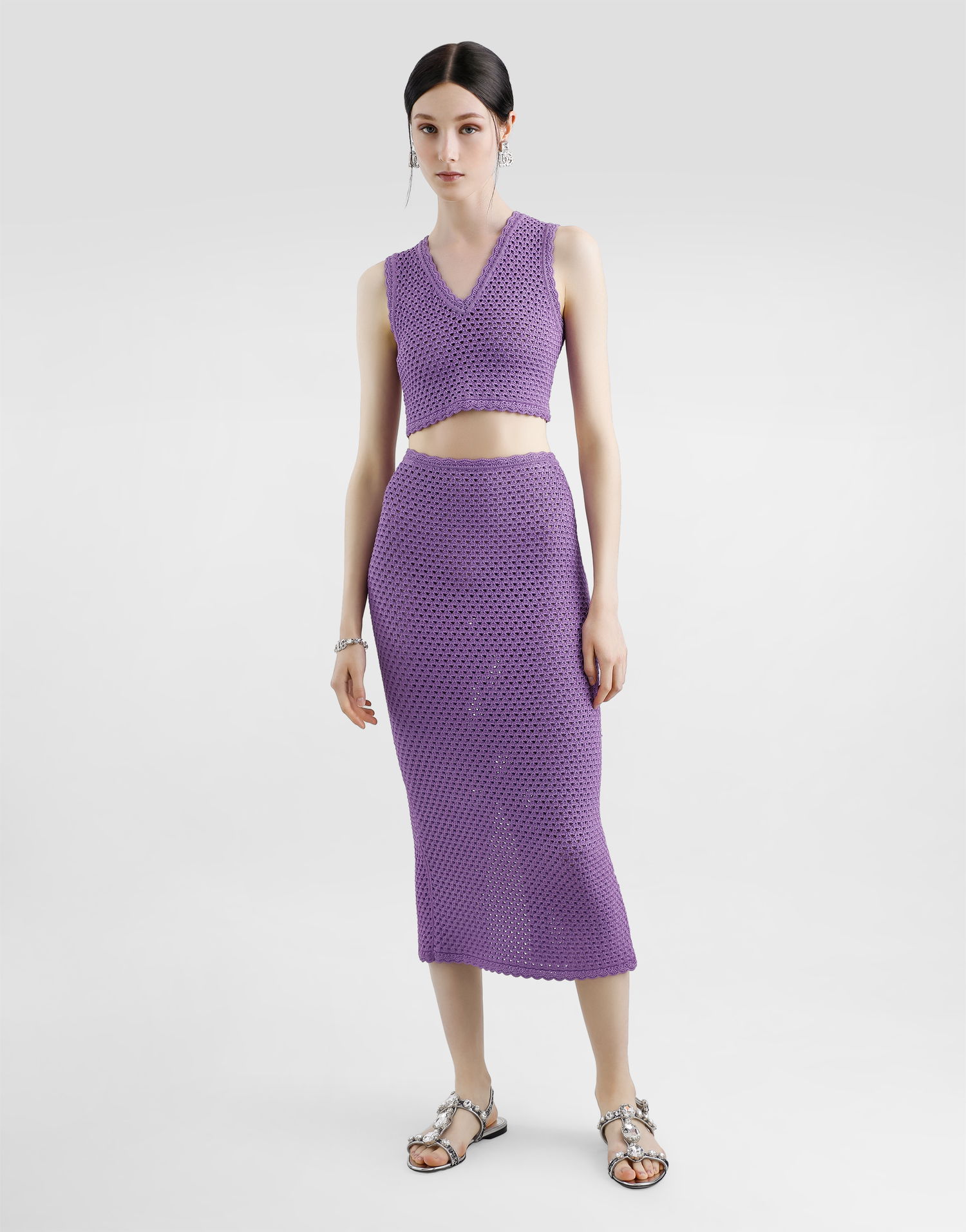 Sukňa Dolce & Gabbana Dolce & Gabbana Crochet Calf-Length Skirt Fialová | FXO20TJFMLTF0571, 1