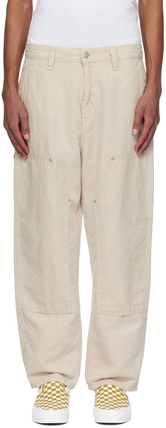Cargo nohavice Carhartt WIP Linen Double Knee Trousers Béžová | I033580, 0