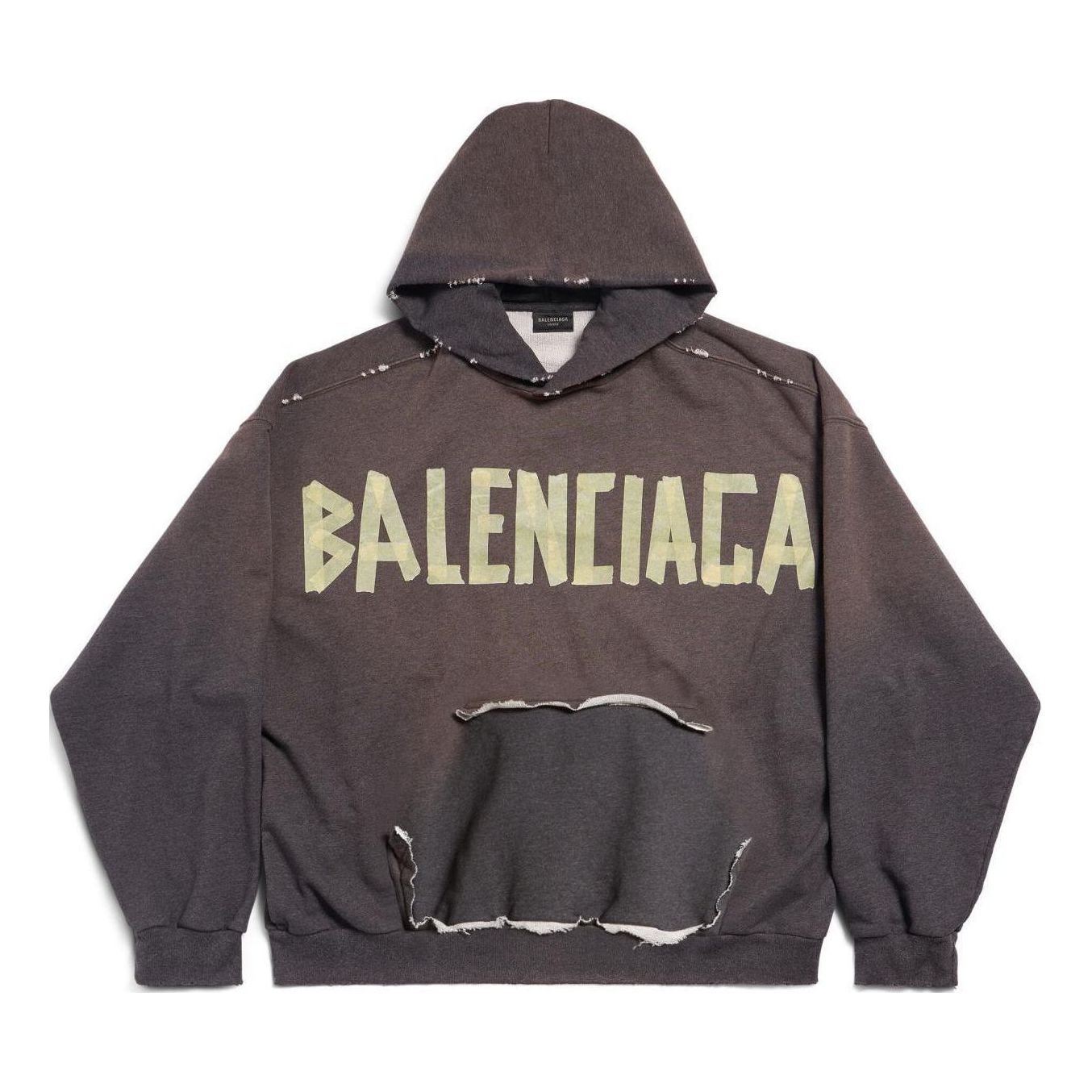 Mikina Balenciaga Balenciaga Tape Type Ripped Pocket Hoodie Large Fit Šedá | 744441TQVA98519, 0