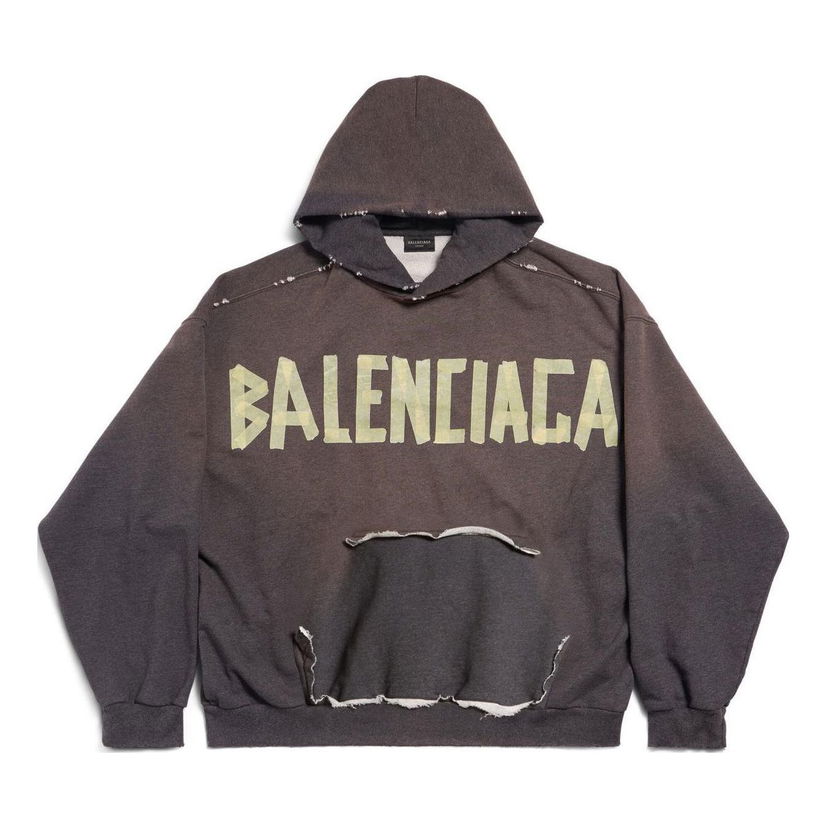 Mikina Balenciaga Balenciaga Tape Type Ripped Pocket Hoodie Large Fit Šedá | 744441TQVA98519