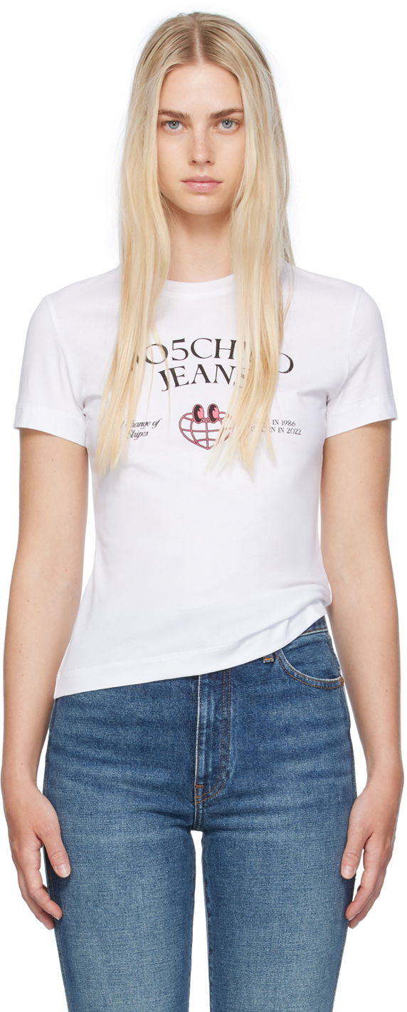 Tričko Moschino Printed Globe Logo T-Shirt Biela | 242K10703, 0