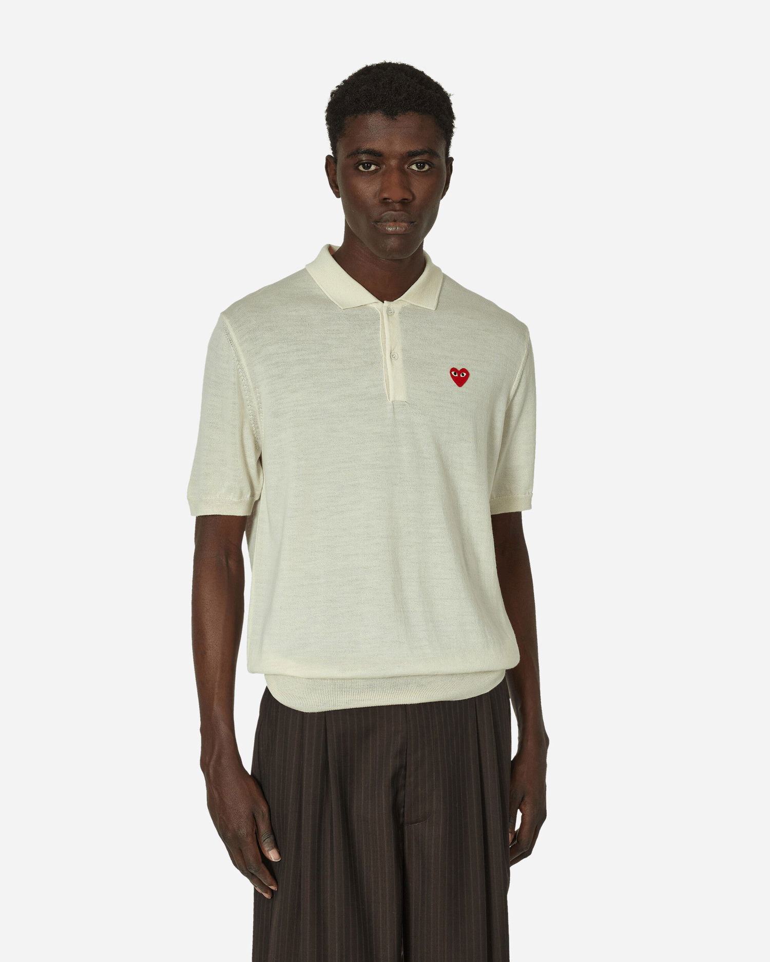 Polo tričko Comme des Garçons Red Heart Polo Sweater Off White Biela | P1N094 6, 0