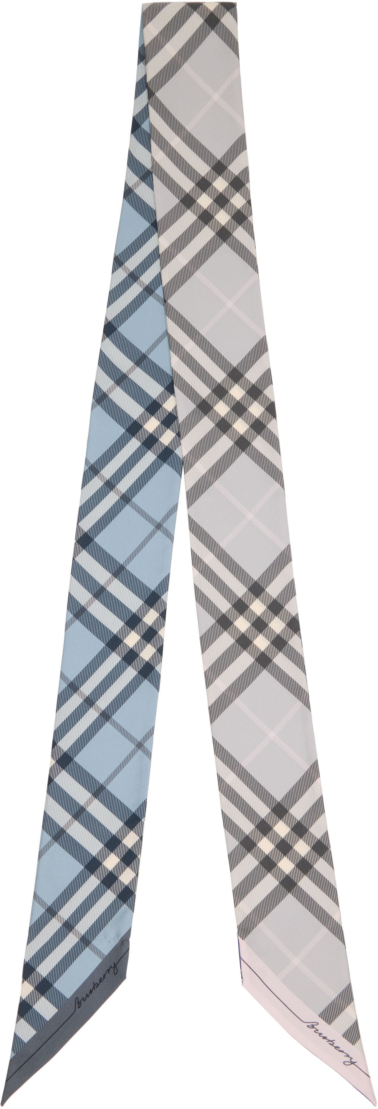 Šál Burberry Burberry Skinny Contrast Check Silk Scarf Modrá | 8110365, 0