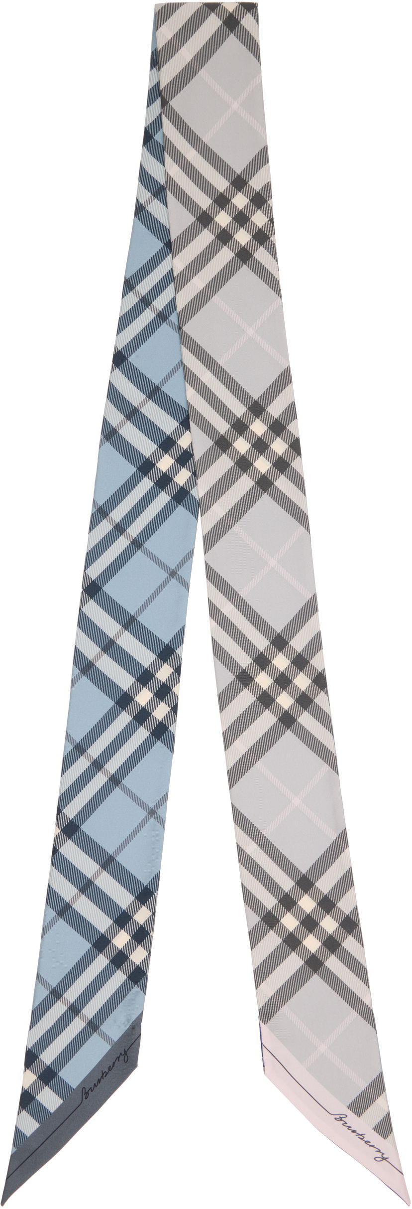 Šál Burberry Burberry Skinny Contrast Check Silk Scarf Modrá | 8110365