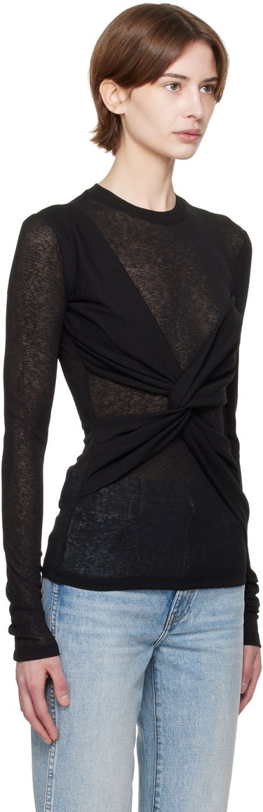 Sveter Nanushka Nanushka Izolda Draped Mesh Jersey T-Shirt Čierna | NW25RSTP16499, 1