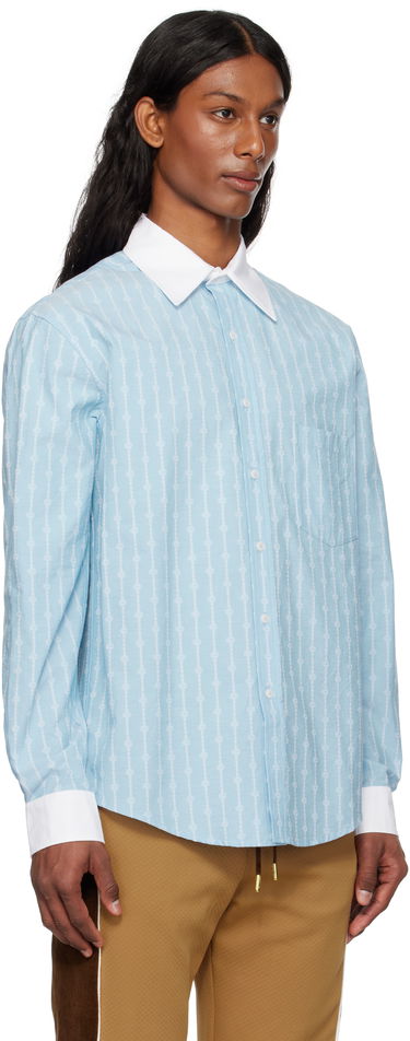 Košeľa Casablanca Casablanca Laurel Stripe Jacquard Shirt Modrá | MS25-SH-175-01, 1