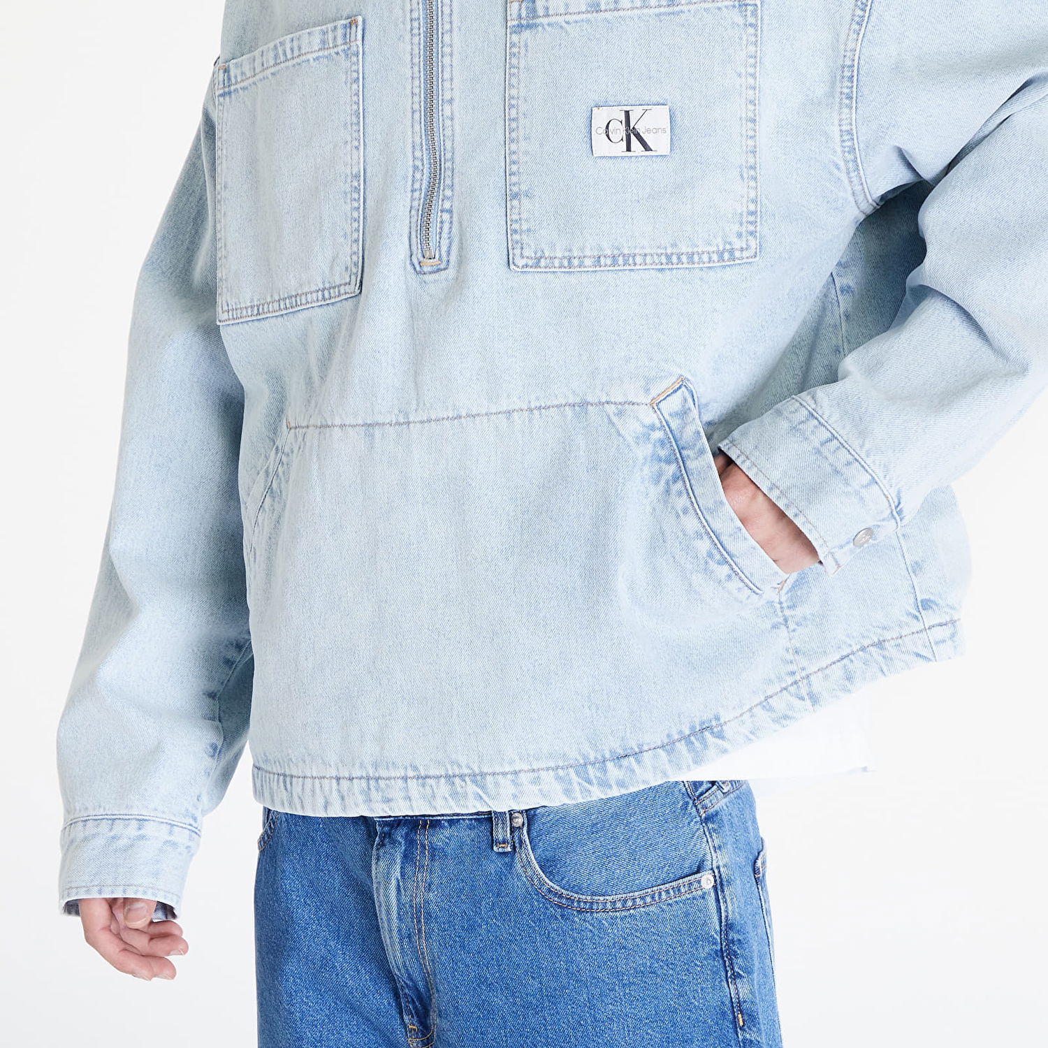 Bunda CALVIN KLEIN Jeans Denim Pop Over Jacket Tyrkysová | J30J324863 1AA, 1