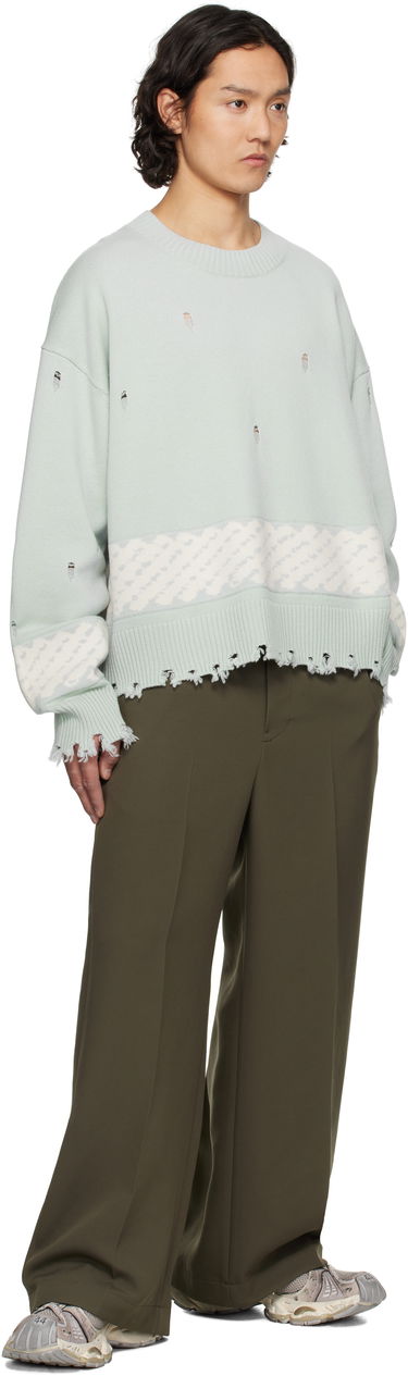 Sveter Feng Chen Wang Feng Chen Wang Ripped Jacquard Sweater Zelené | FUS19KT07, 3
