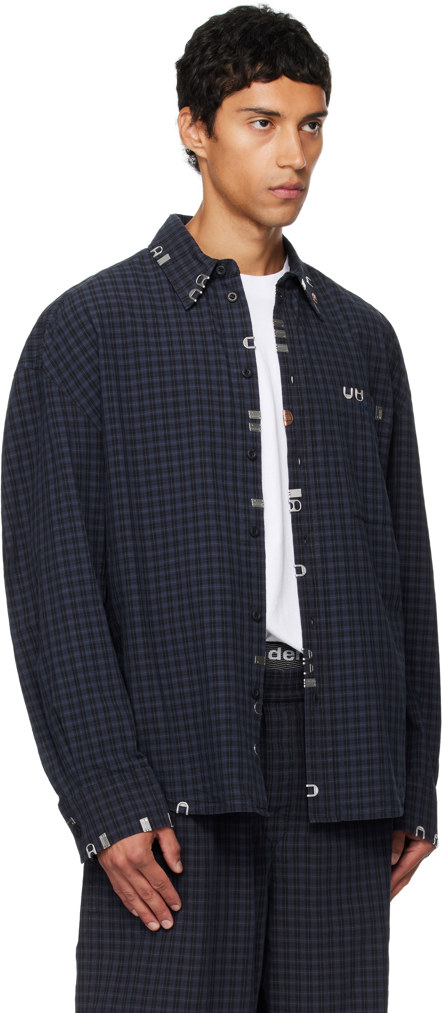 Košeľa Alexander Wang Alexander Wang Boxy Check Shirt Navy | 6WC3251093, 1
