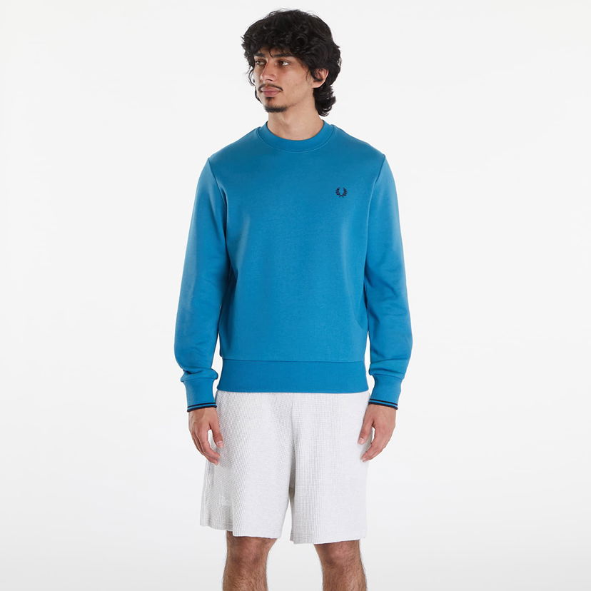 Mikina Fred Perry Crew Neck Sweatshirt Ocean/ Navy Modrá | M7535 V35