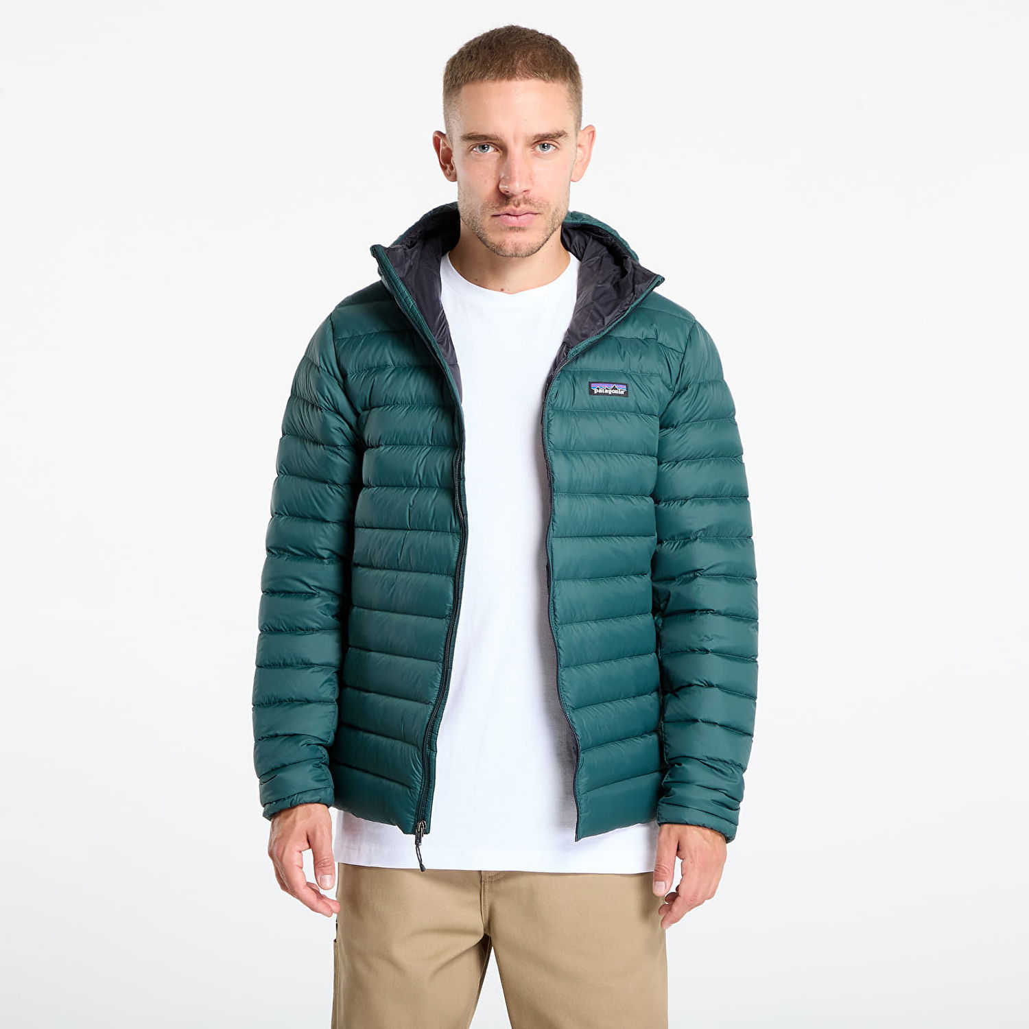 Prešívaná bunda Patagonia Down Sweater Hoody Zelené | 84702 CASG, 0