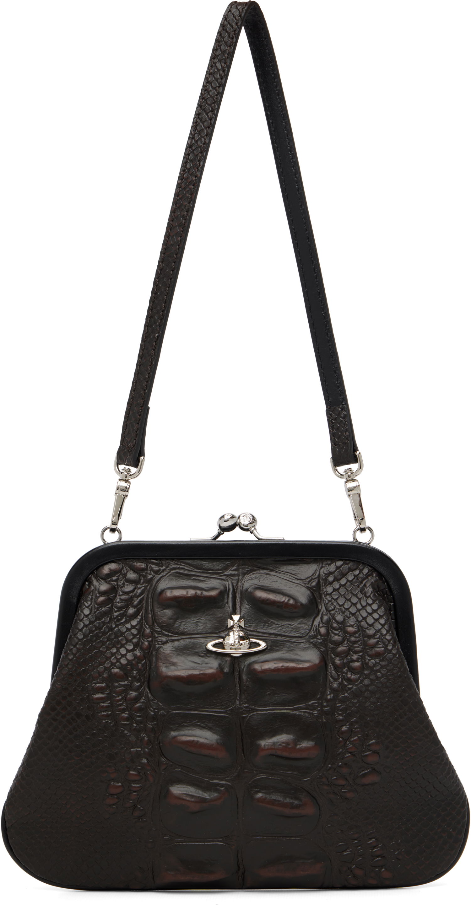 Kabelka Vivienne Westwood Vivienne's Orb-Logo Crocodile-Effect Frame Clutch Bag Hnedá | 4B01001BW-L00BO-, 0