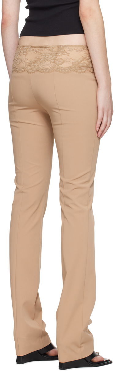 Nohavice Blumarine Slim Fit Lace Waist Trousers Béžová | P422P115A, 2