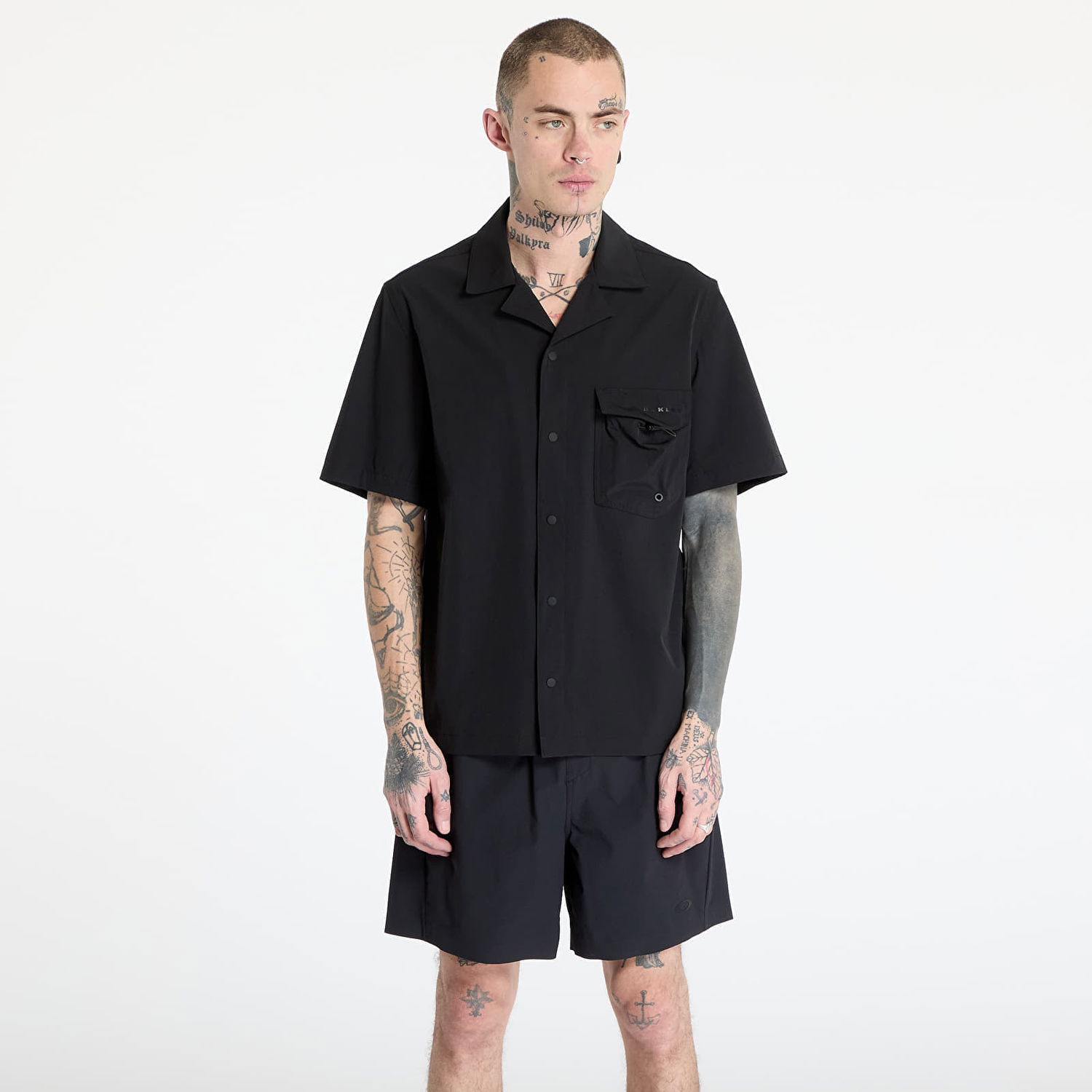 Košeľa OAKLEY Oakley Cuban Collar Short Sleeve Shirt Čierna | FOA406864-02E, 0