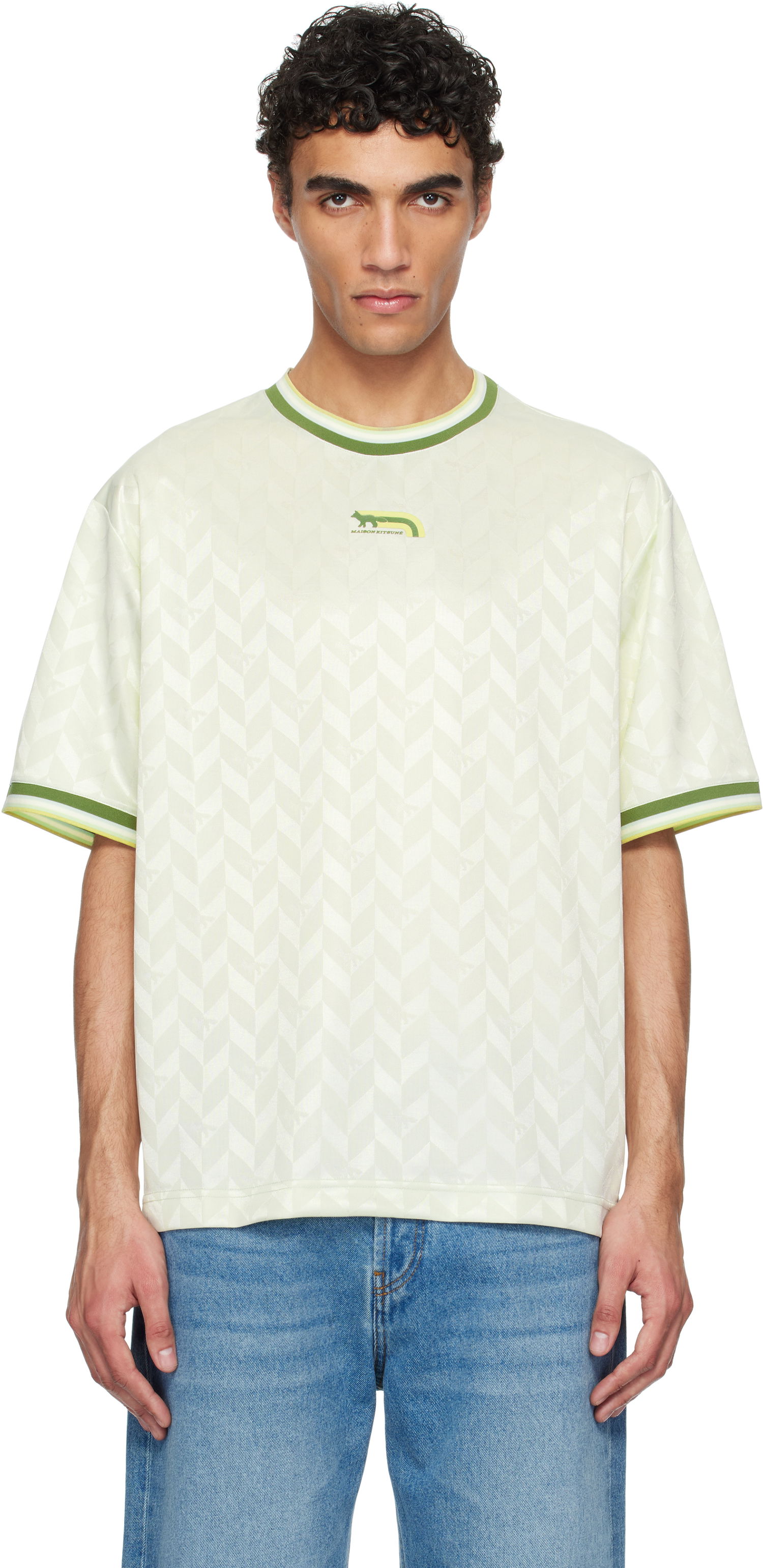 Tričko MAISON KITSUNÉ Maison Kitsuné Jacquard Flash Fox Oversize T-Shirt Béžová | OM00118KJ7021, 0