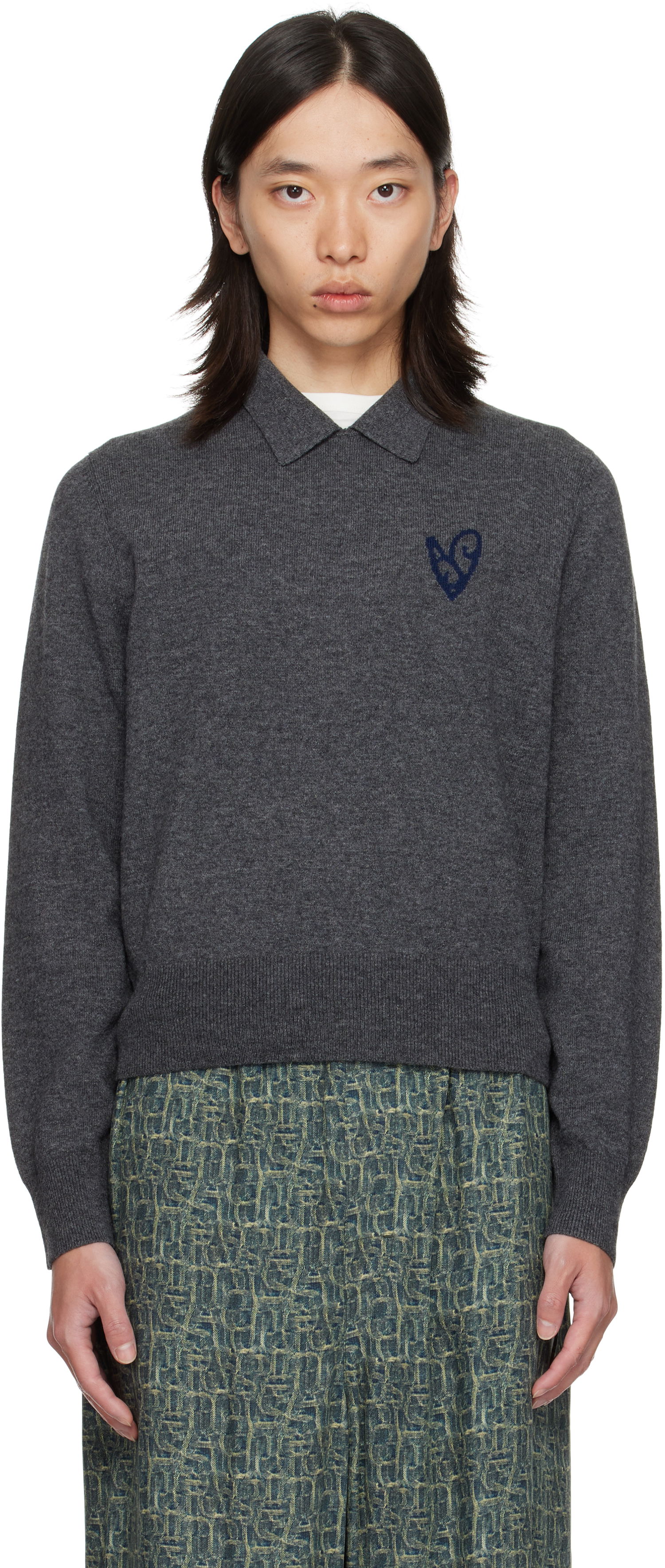 Sveter Acne Studios Acne Studios Yak Wool Polo Sweater Šedá | B60380-, 0