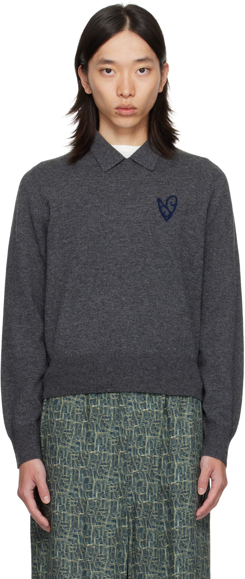 Sveter Acne Studios Acne Studios Yak Wool Polo Sweater Šedá | B60380-