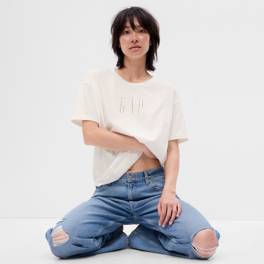 Tričko GAP Logo Easy Bf Tee Biela | 627139-01, 0