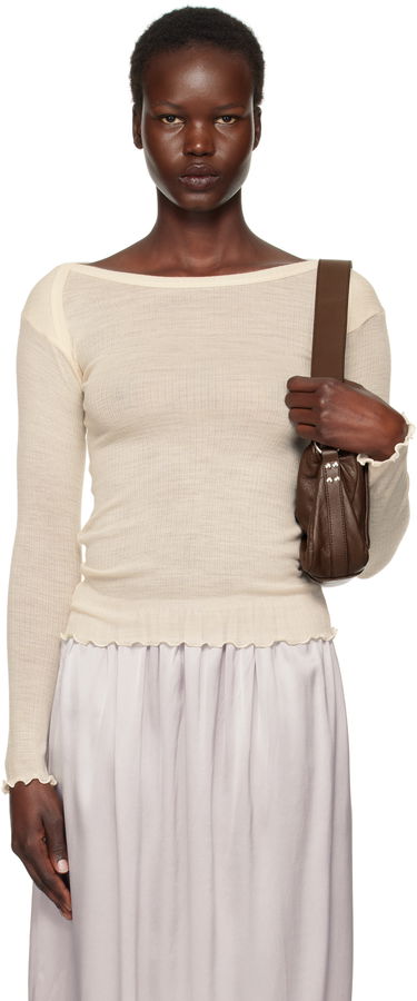 Tričko Baserange Baserange Long Sleeve Lettuce Edge T-Shirt Béžová | TODIL-WO-SP25, 0