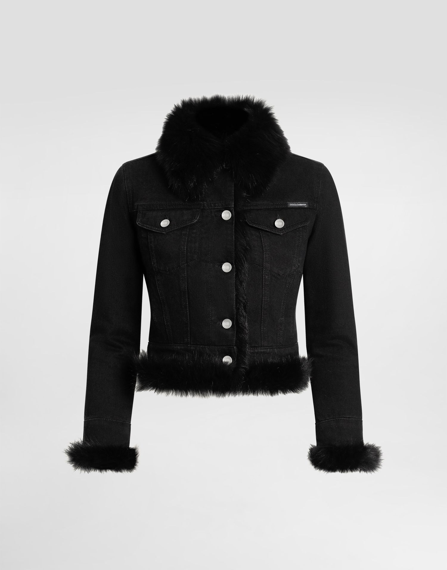 Bunda Dolce & Gabbana Dolce & Gabbana Fur-Lined Denim Jacket Čierna | F9S97ZG8OD8S9001, 0