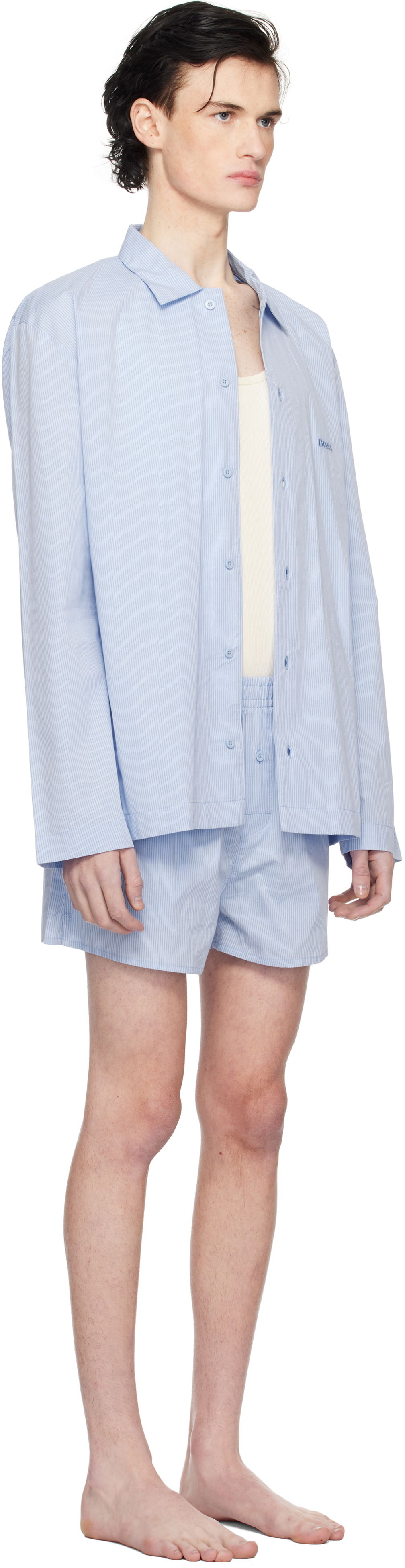 Pyžamo BOSS Pinstripe Pajama Set Modrá | 50535776, 1