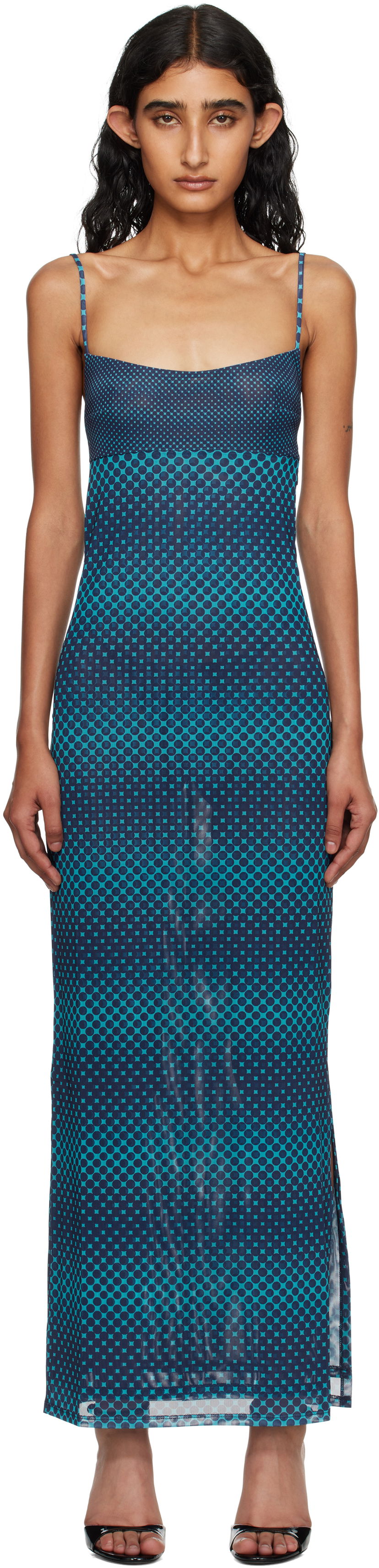 Šaty Miaou Miaou Thais Maxi Dress Modrá | 5019PM1WRP