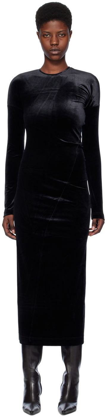 Šaty TOTEME Twisted Velvet Midi Dress Čierna | 234-WRD824-FB0078, 0