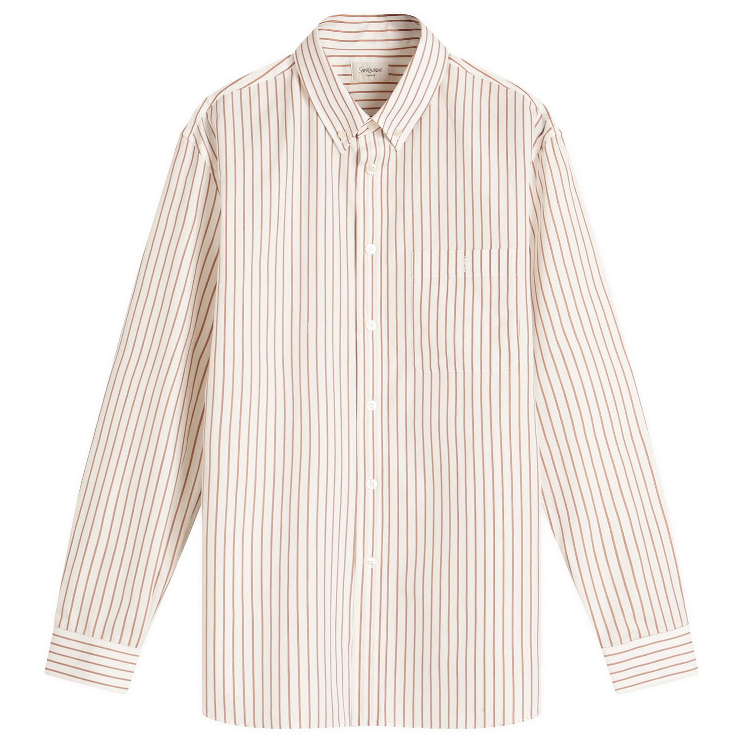 Košeľa Saint Laurent Saint Laurent Striped Shirt with Embroidered Pocket, Size 39 Béžová | 823194-Y6E77-9260, 1