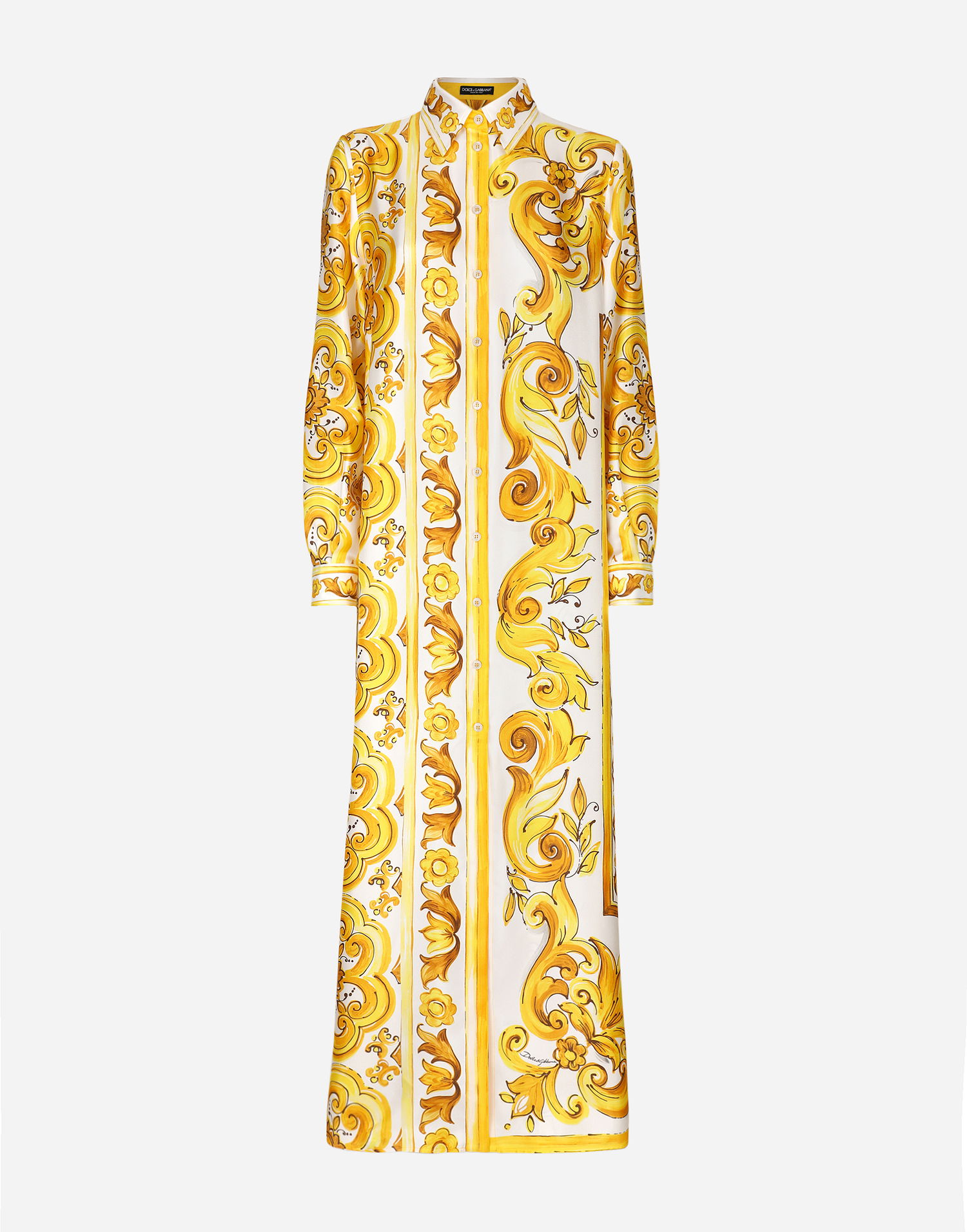 Šaty Dolce & Gabbana Silk Twill Caftan Shirt With Majolica Print Žltá | F6JDETHI1TKHG3TN, 0