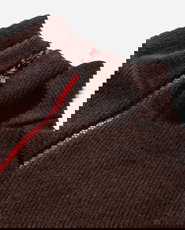 Sveter GR10K Felted Half-Zip Sweater with Drawstring Hem Hnedá | CGB42200JE26 26, 3