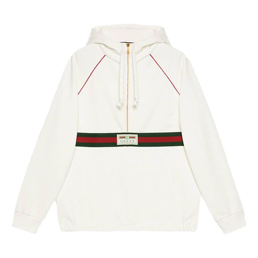 Mikina Gucci Hooded Sweatshirt With Web Biela | 645320-XJDAK-9146, 0