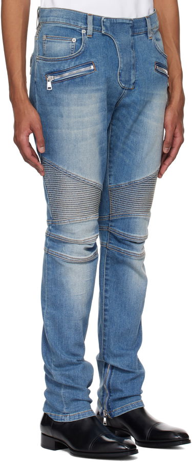 Džínsy Balmain Balmain Slim-Fit Biker Jeans Modrá | EH1MG115DF44, 1