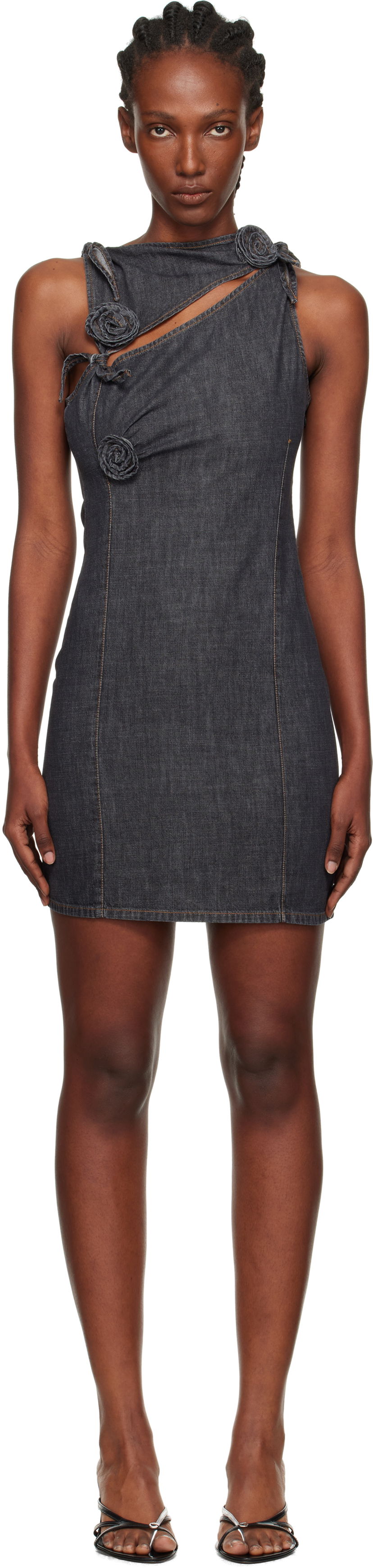 Šaty Coperni Flower Denim Minidress Šedá | COPR158F2046
