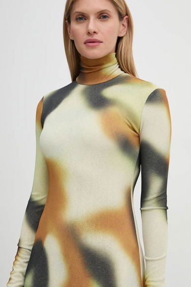 Šaty Nanushka Maxi Abstract Print Turtleneck Dress Béžová | NW24FWDR32976, 3