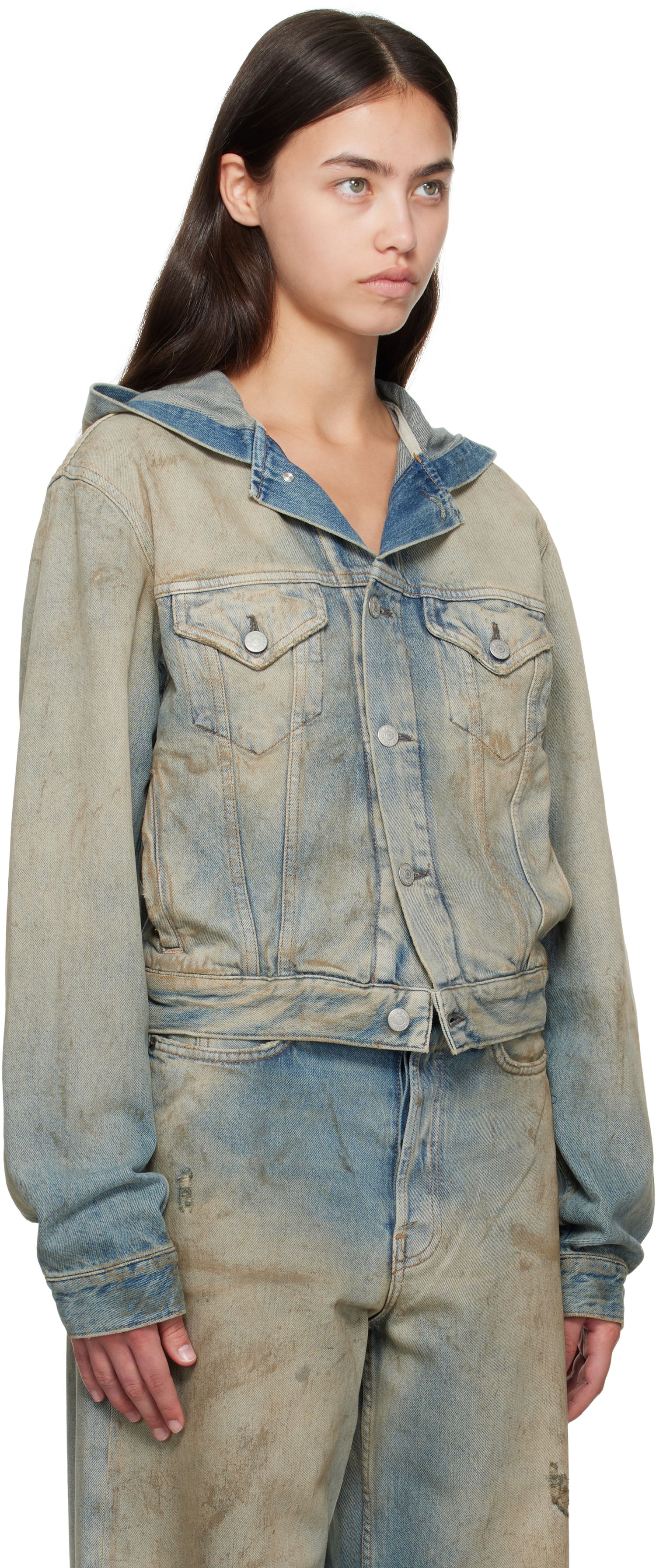 Bunda Acne Studios Acne Studios Hooded Denim Jacket Modrá | C90199-, 1