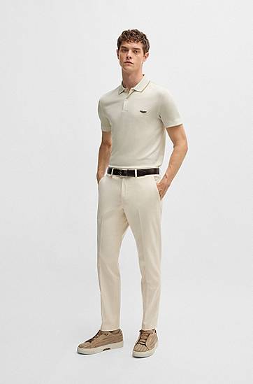 Polo tričko BOSS BOSS x ASTON MARTIN Merino Wool Polo Shirt Béžová | 50529625, 1