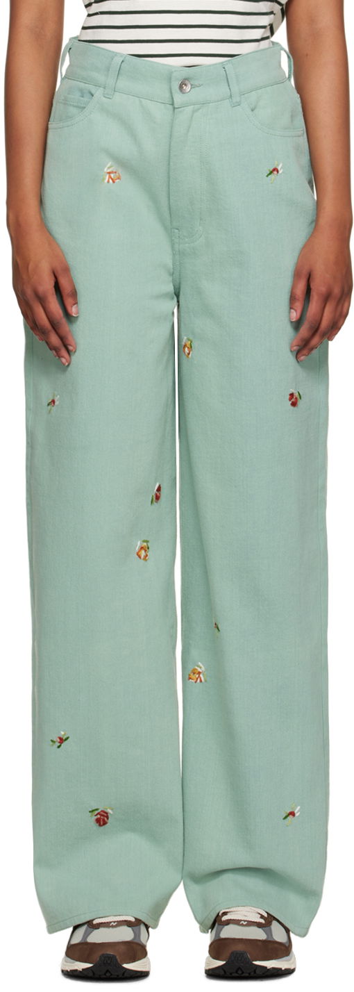 Džínsy YMC YMC Embroidered Papa Jeans Zelené | Q4UAF, 0