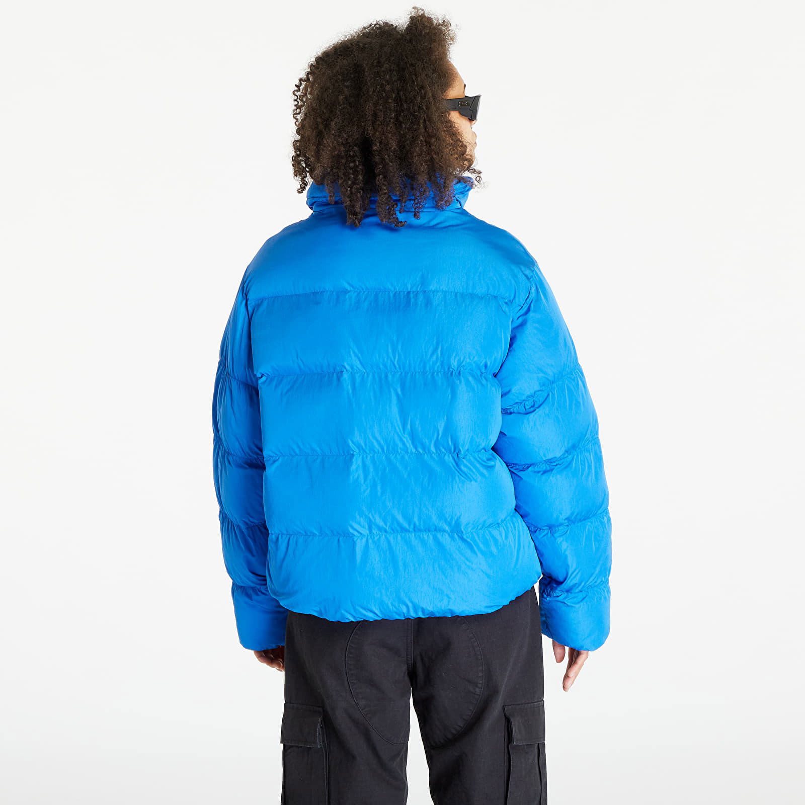 Short Vegan Puffer Jacket "Blue Bird"