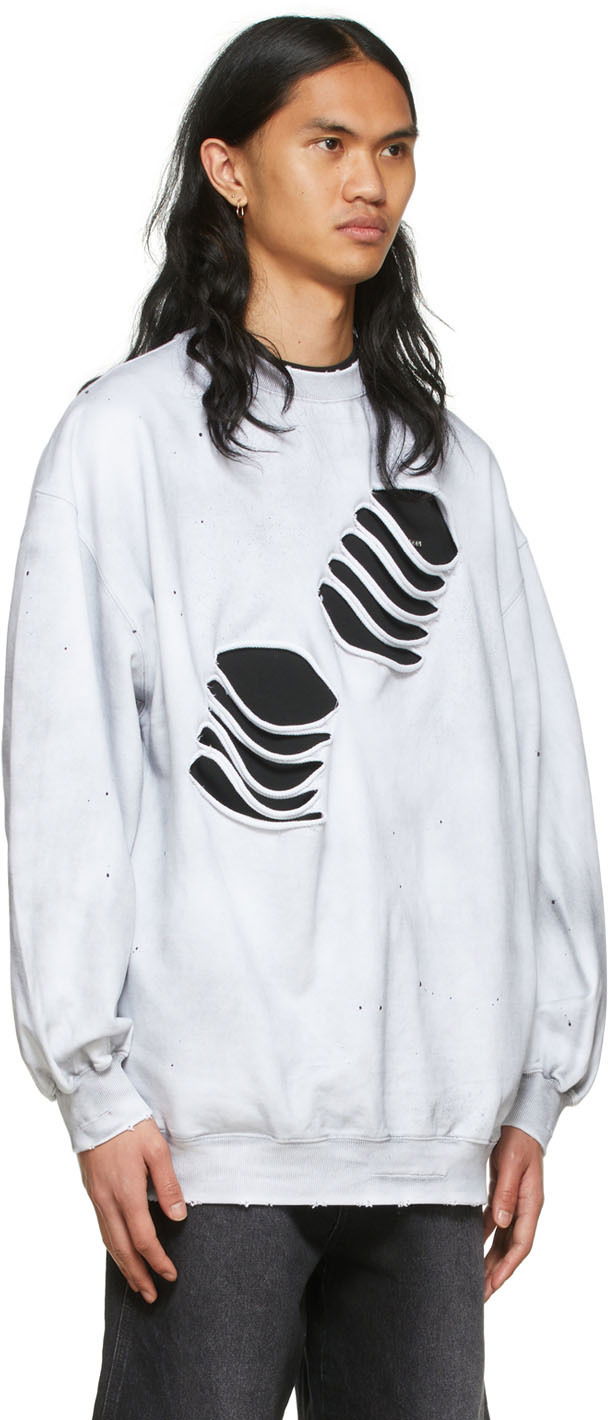 Mikina We11done We11done Men's Distressed Graphic Sweatshirt Biela | WD-TS1-22-713-U-WH, 1